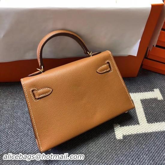 Grade Quality Hermes Kelly 20cm Tote Bag Original Leather KL20 Camel