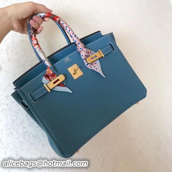 Fashion Hermes Birkin Tote Bag Original Togo Leather BK35 blue