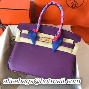 Perfect Hermes Birkin Tote Bag Original Togo Leather BK35 purple