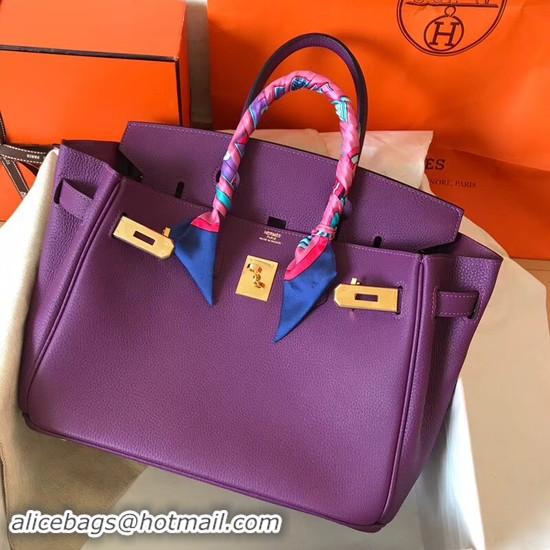 Perfect Hermes Birkin Tote Bag Original Togo Leather BK35 purple