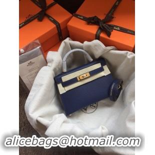 Sumptuous Hermes Kelly 20cm Tote Bag Original Epsom Leather KL20 Blue