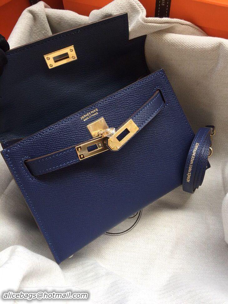 Sumptuous Hermes Kelly 20cm Tote Bag Original Epsom Leather KL20 Blue