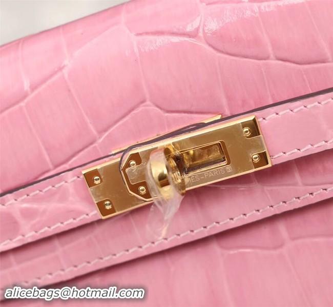 Crafted Hermes Kelly 19cm Tote Bag crocodile Leather KL19 pink