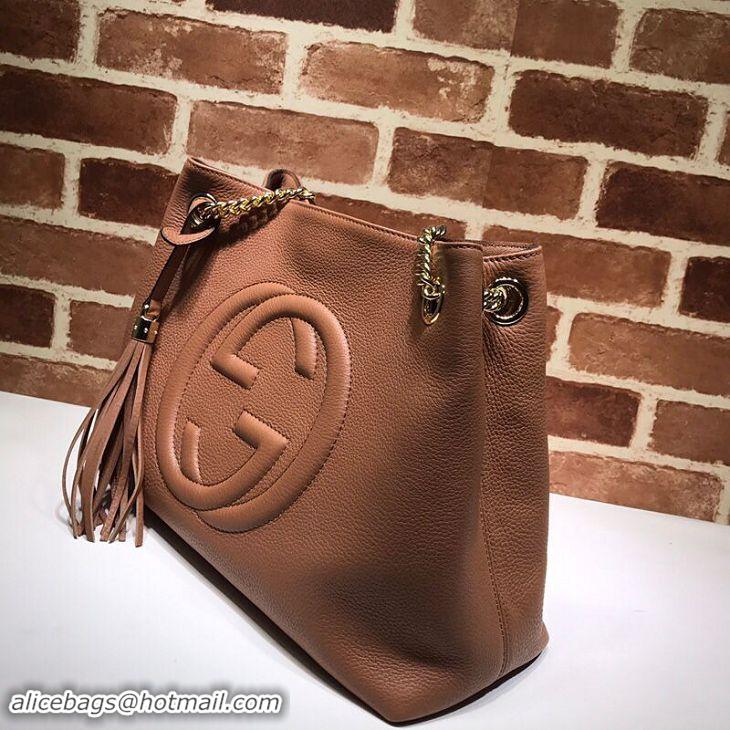 Top Quality Gucci Soho Medium Tote Bag Calfskin Leather 308982 Brown