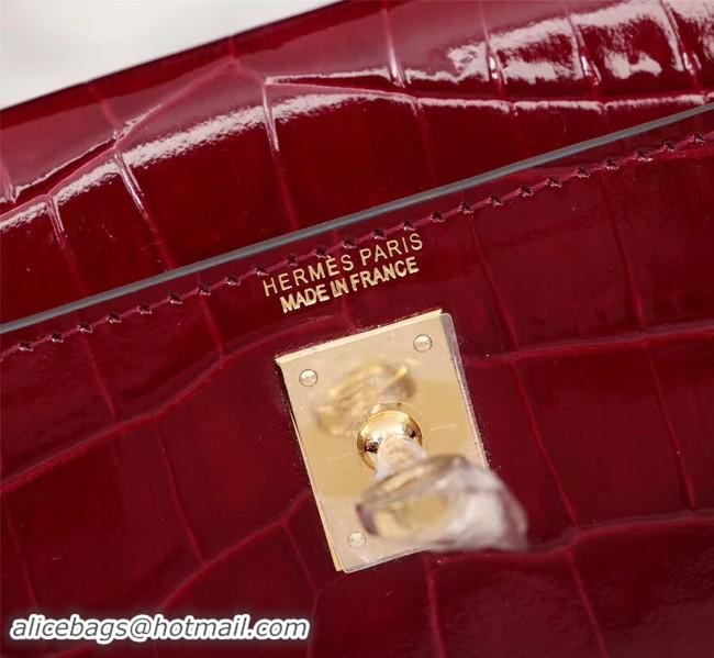 Discount Hermes Kelly 19cm Tote Bag crocodile Leather KL19 fuchsia