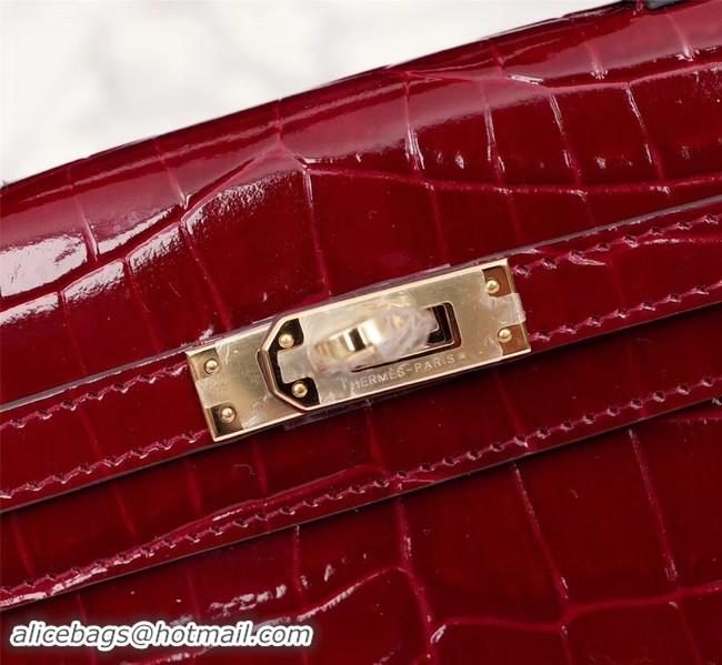 Discount Hermes Kelly 19cm Tote Bag crocodile Leather KL19 fuchsia