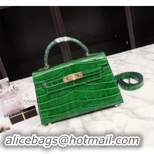 Sophisticated Hermes Kelly 19cm Tote Bag crocodile Leather KL19 green