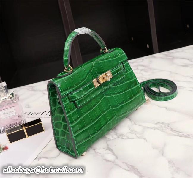 Sophisticated Hermes Kelly 19cm Tote Bag crocodile Leather KL19 green