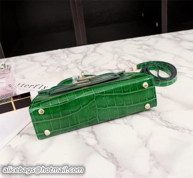 Sophisticated Hermes Kelly 19cm Tote Bag crocodile Leather KL19 green