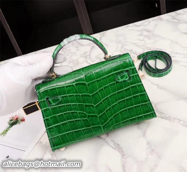 Sophisticated Hermes Kelly 19cm Tote Bag crocodile Leather KL19 green