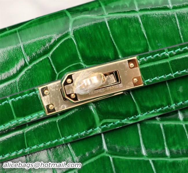 Sophisticated Hermes Kelly 19cm Tote Bag crocodile Leather KL19 green