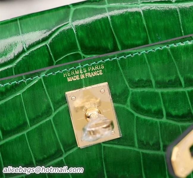 Sophisticated Hermes Kelly 19cm Tote Bag crocodile Leather KL19 green