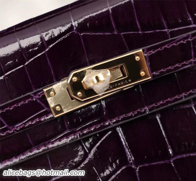 New Design Hermes Kelly 19cm Tote Bag crocodile Leather KL19 purple