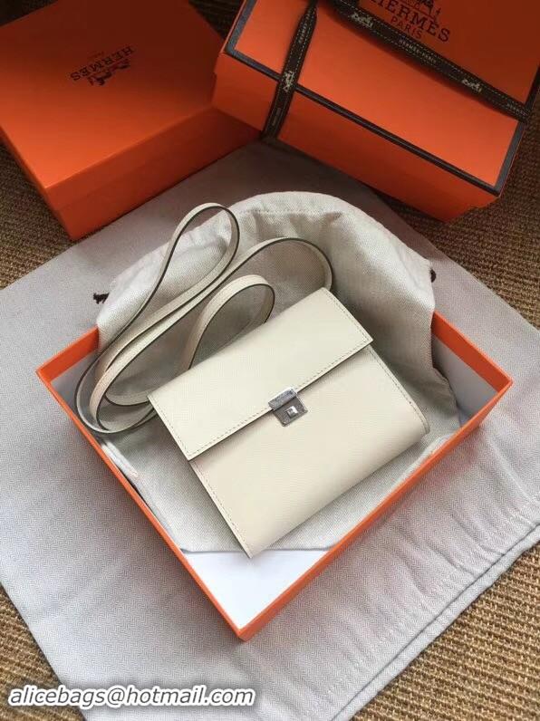 Grade Hermes Clutch Epsom calfskin cross-body bag H0589 white