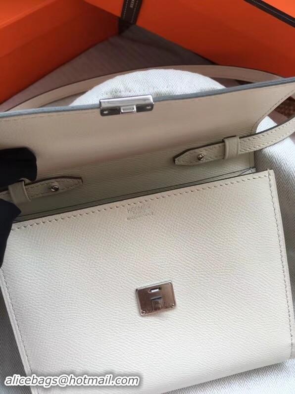 Grade Hermes Clutch Epsom calfskin cross-body bag H0589 white