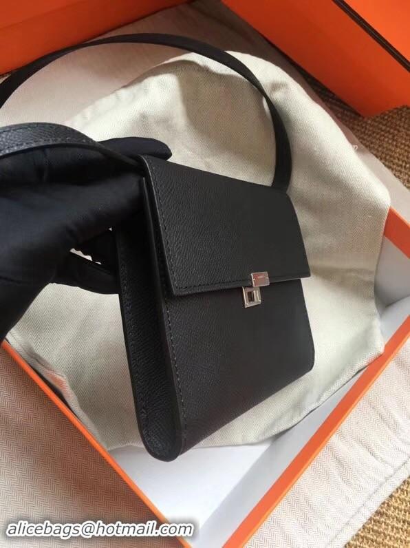 Discount Hermes Clutch Epsom calfskin cross-body bag H0589 black