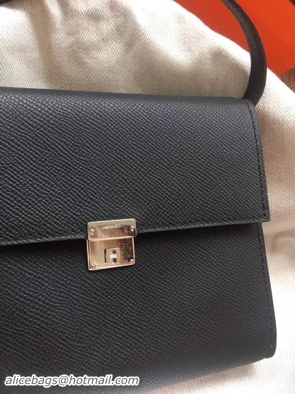 Discount Hermes Clutch Epsom calfskin cross-body bag H0589 black