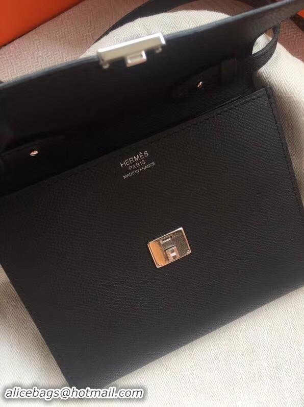 Discount Hermes Clutch Epsom calfskin cross-body bag H0589 black