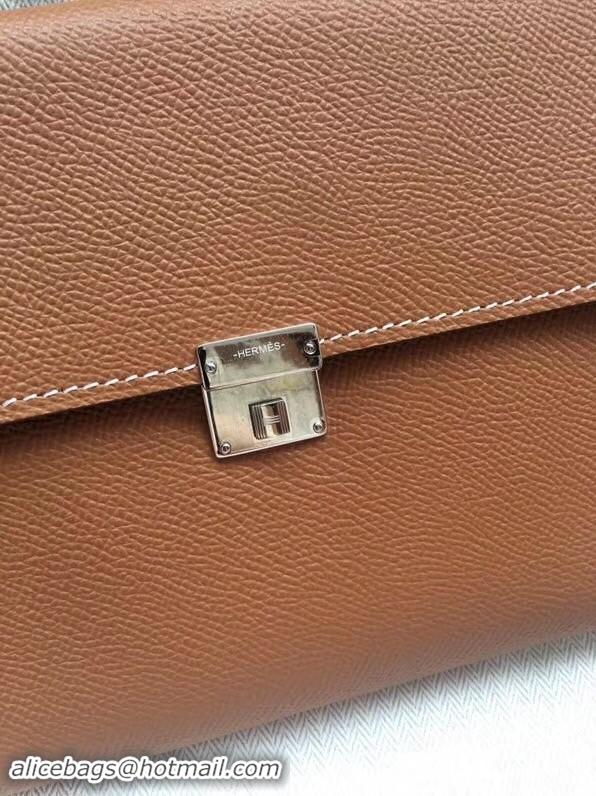 Most Popular Hermes Clutch Epsom calfskin H0589 Brown