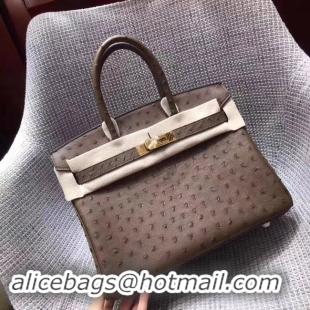 Good Quality Hermes Real ostrich leather birkin bag BK35 brown