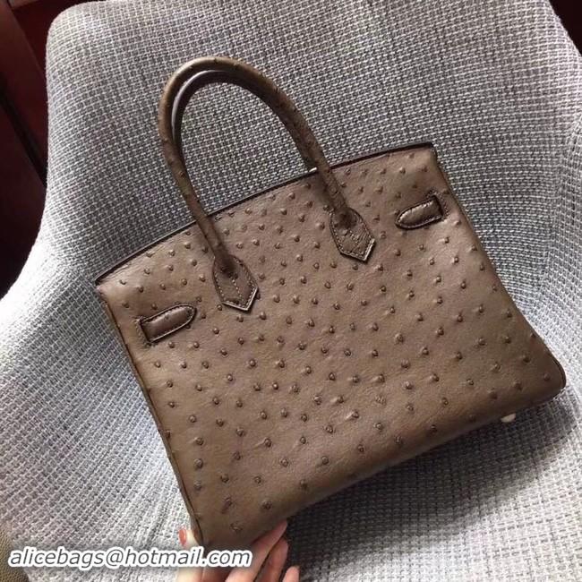 Good Quality Hermes Real ostrich leather birkin bag BK35 brown