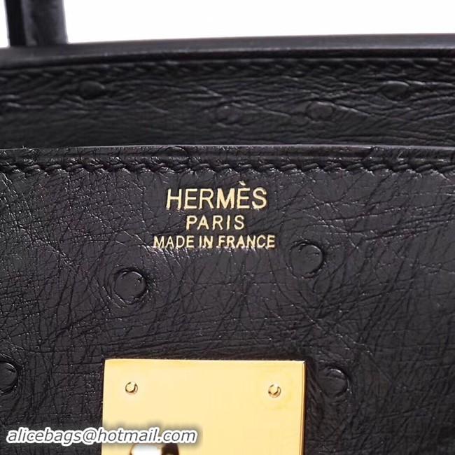 Grade Quality Hermes Real ostrich leather birkin bag BK35 black