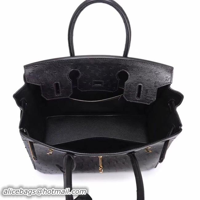 Grade Quality Hermes Real ostrich leather birkin bag BK35 black