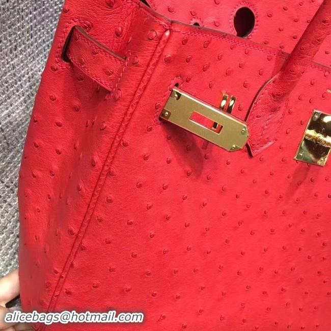 Discount Hermes Real ostrich leather birkin bag BK35 red