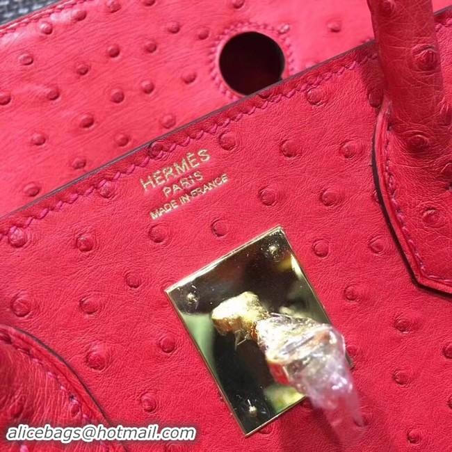 Discount Hermes Real ostrich leather birkin bag BK35 red