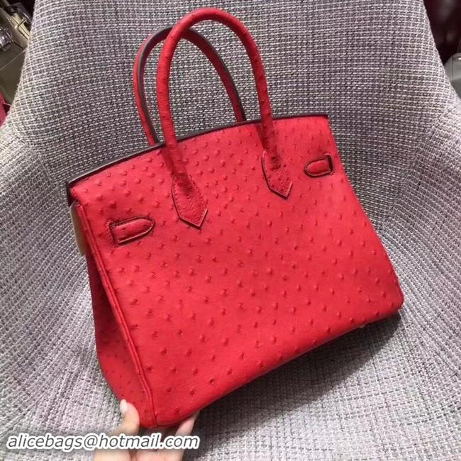 Discount Hermes Real ostrich leather birkin bag BK35 red