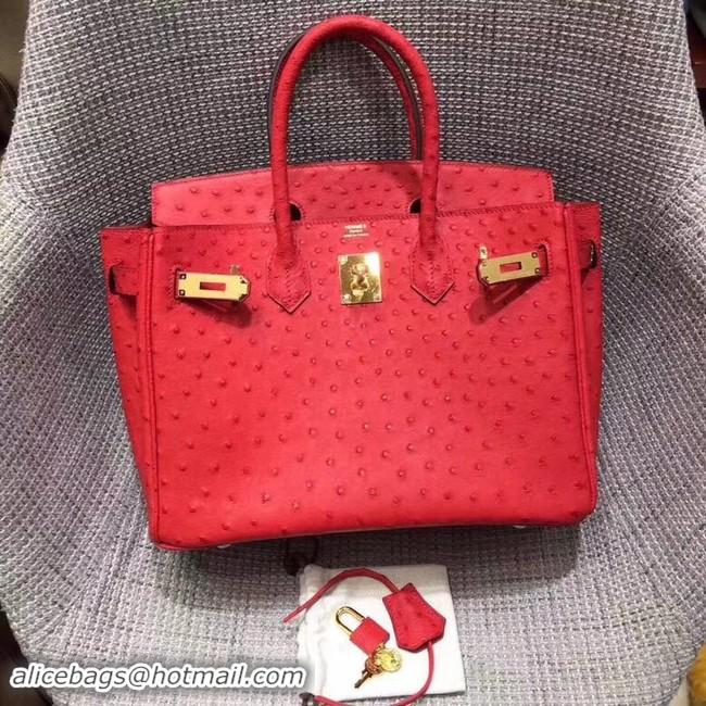 Discount Hermes Real ostrich leather birkin bag BK35 red