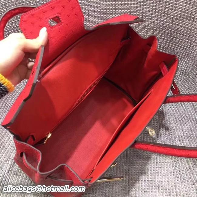 Discount Hermes Real ostrich leather birkin bag BK35 red