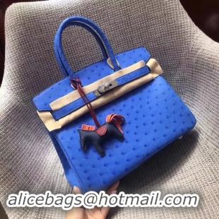 Good Product Hermes Real ostrich leather birkin bag BK35 blue