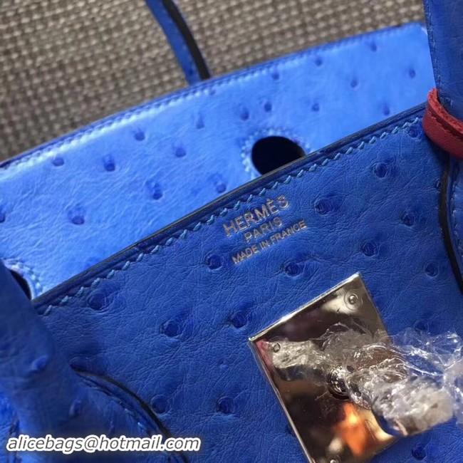 Good Product Hermes Real ostrich leather birkin bag BK35 blue