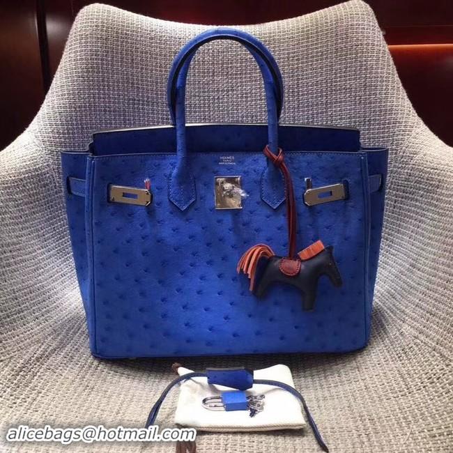 Good Product Hermes Real ostrich leather birkin bag BK35 blue