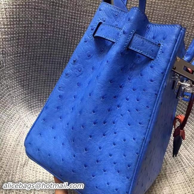 Good Product Hermes Real ostrich leather birkin bag BK35 blue