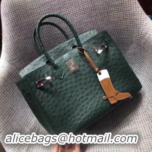 Luxury Product Hermes Real ostrich leather birkin bag BK35 green