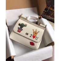 Hot Sell Cheap Dolce & Gabbana SICILY Bag Calfskin Leather 4136 white