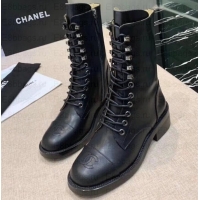 Sophisticated Chanel Calfskin Lace-Ups Boots G34953 Black 2019