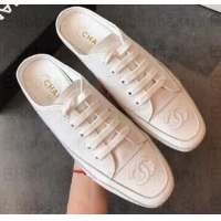 Purchase Chanel Canvas CC Logo Open-back Sneakers G348661 White 2019