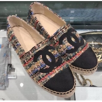 Grade Quality Chanel Tweed and Grosgrain Espadrilles G29762 Black/Multicolor 2019