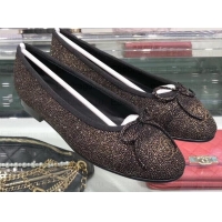 Charming Chanel Metallic Grained Calfskin Classic Bow Ballerinas Flats G02819 Bronze 2019