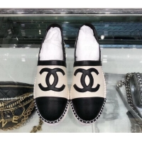 Discount Chanel CC Logo Espadrilles Sandals G02833 Creamy/Black 2019