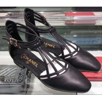 Best Product Chanel Heel 2cm Laminated Lambskin Sandals G35047 Black 2019