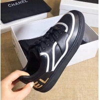 Unique Style Chanel Logo Sneakers G35063 Black 2019