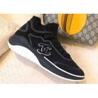 Imitation Chanel Fabric Suede Calfskin and TPU Sneakers G35202 Black 2019