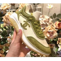 Luxury Chanel Fabric Suede Calfskin and TPU Sneakers G35202 Green 2019