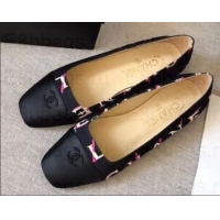 Duplicate Chanel CC Logo Ballerinas G35237 Print Black 2019