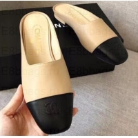 Luxury Chanel Mules Slipper Sandals G35238 Apricot/Black 2019