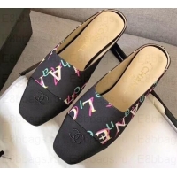 Shop Duplicate Chanel Mules Slipper Sandals Print G35239 Black 2019